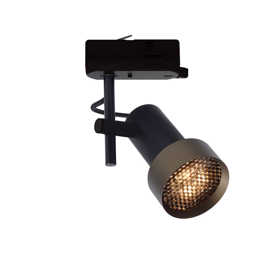 2Thirty Track 230V with honeycomb BLACK frame + BLACK rod + BLACK swivel + BRONZE ring + BLACK adapter / 40° / dimmable (TRIAC/IGBT)1000LM 2700K CRI90 IP50