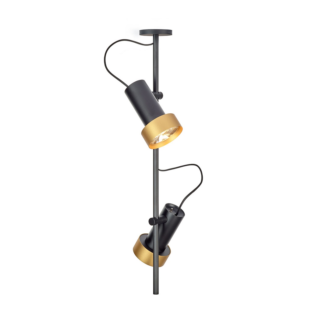 2Thirty-C2 in BLACK frame + BLACK rod + BLACK swivel + BRONZE ring / 40° + 12° / dimmable (TRIAC)2x 1000LM 2700K CRI90 IP50