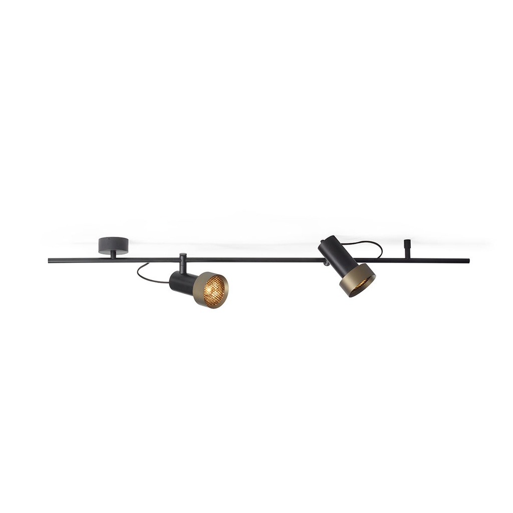2Thirty-CH2 with honeycomb BLACK frame + BLACK rod + BLACK swivel + BLACK ring / 40° + 12° / dimmable (TRIAC)2x 1000LM 2700K CRI90 IP50