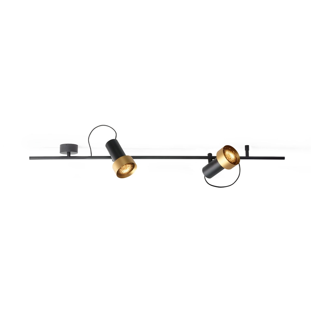2Thirty-CH2 with honeycomb BLACK frame + BLACK rod + BLACK swivel + BRONZE ring / 40° + 24° / dimmable (TRIAC)2x 1000LM 2700K CRI90 IP50