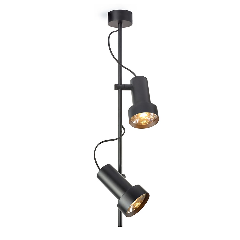 2Thirty-CV2 BLACK frame + BLACK rod + BLACK swivel + BLACK ring / 12° + 12° / dimmable (TRIAC)2x 1000LM 2700K CRI90 IP50