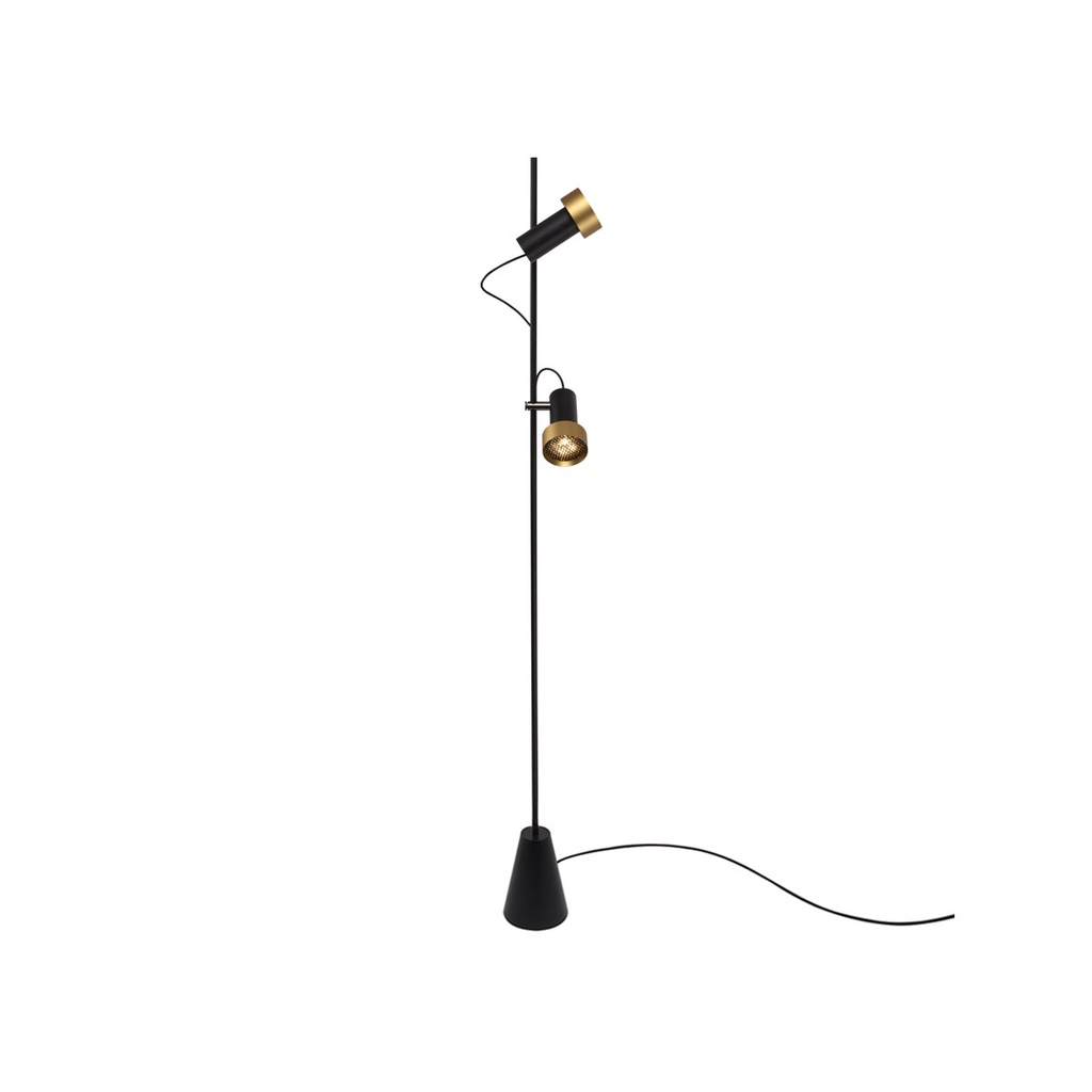 2Thirty-Floor 2 with honeycomb with EU-plug BLACK base + BLACK frame + BLACK rod + GUNMETAL swivel + BLACK ring / 24° + 12° / dimmable / PUSH-DIM on armature2x 1241LM 2700K CRI97 IP50