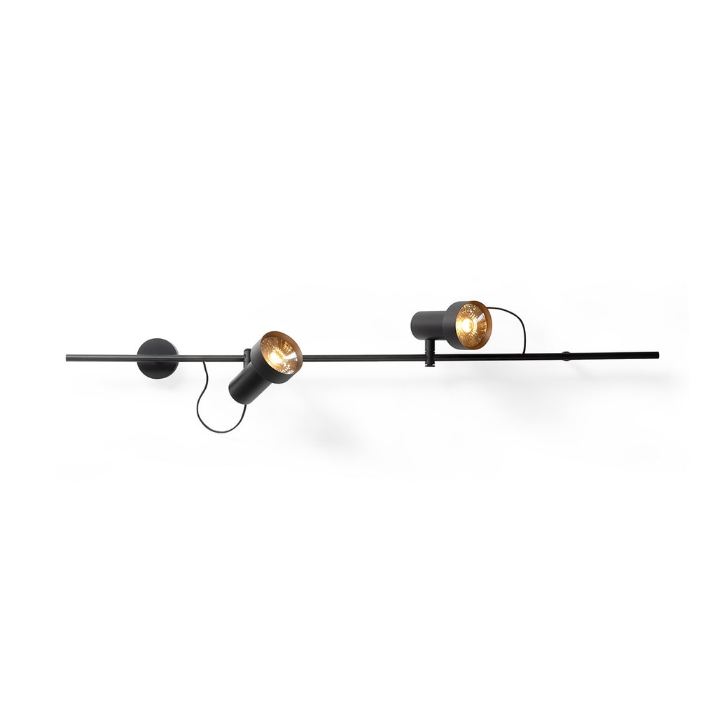 2Thirty-W1 with honeycomb BLACK frame + BLACK rod + BLACK swivel + ALU ring / 24° / dimmable (TRIAC)2x 1000LM 2700K CRI90 IP50
