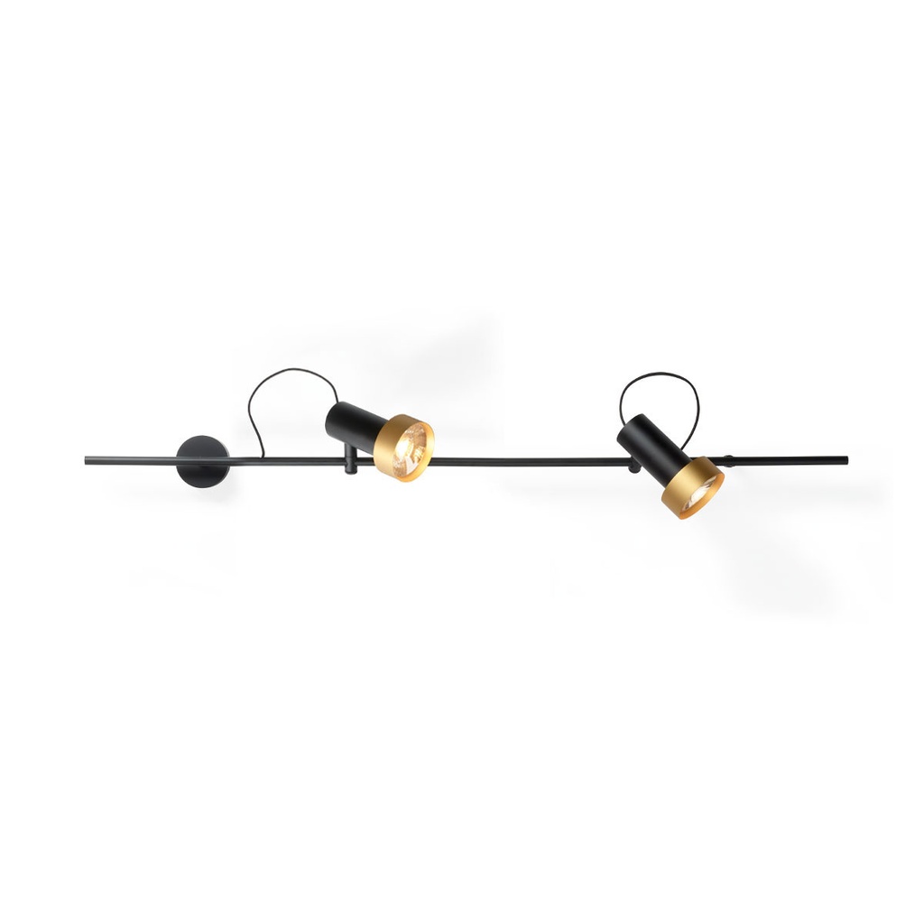 2Thirty-WH2 BLACK frame + BLACK rod + BLACK swivel + GOLD ring / 24° + 12° / dimmable (TRIAC)2x 1000LM 2700K CRI90 IP50