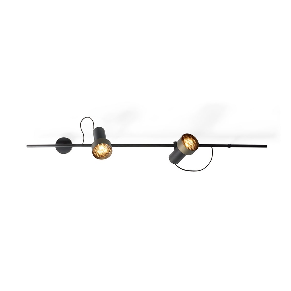 2Thirty-WH2 with honeycomb BLACK frame + BLACK rod + BLACK swivel + BLACK ring / 40° + 40° / dimmable (TRIAC)2x 1000LM 2700K CRI90 IP50