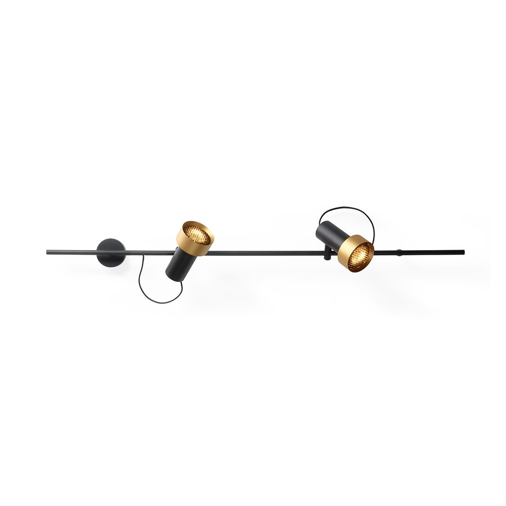 2Thirty-WH2 with honeycomb BLACK frame + BLACK rod + BLACK swivel + BRONZE ring / 12° + 40° / dimmable (TRIAC)2x 1000LM 2700K CRI90 IP50
