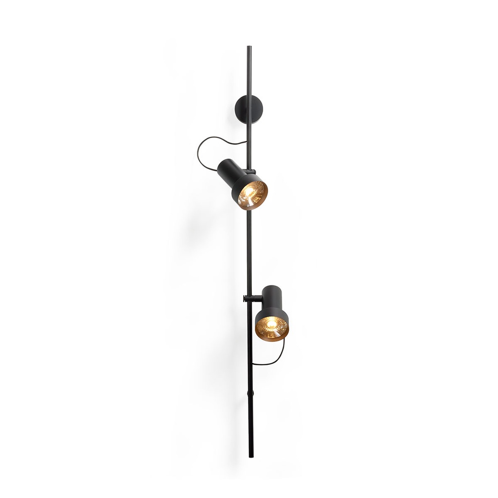 2Thirty-WH2 with honeycomb BLACK frame + BLACK rod + BLACK swivel + ALU ring / 24° + 40° / dimmable (TRIAC)2x 1000LM 2700K CRI90 IP50