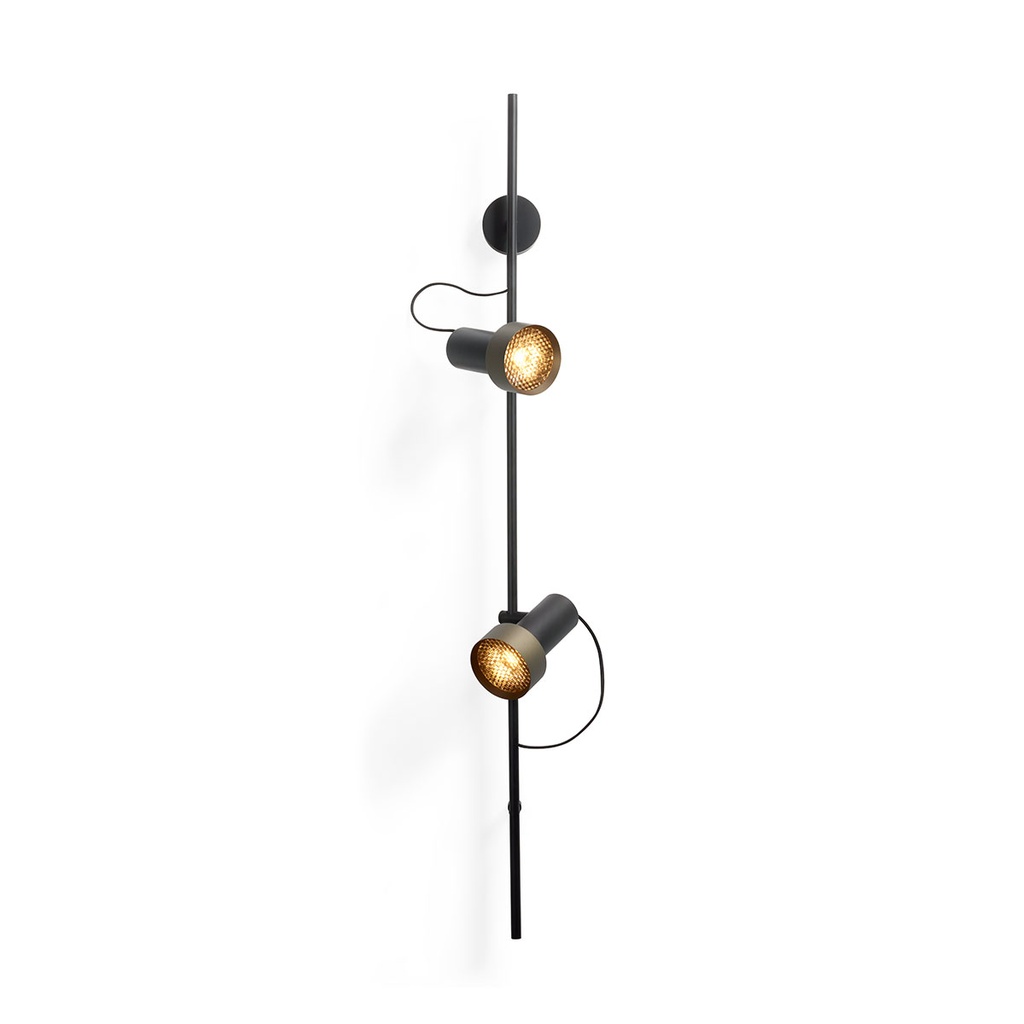 2Thirty-WV2 with honeycomb BLACK frame + BLACK rod + BLACK swivel + BRONZE ring / 24° + 12° / dimmable (TRIAC)2x 1000LM 2700K CRI90 IP50