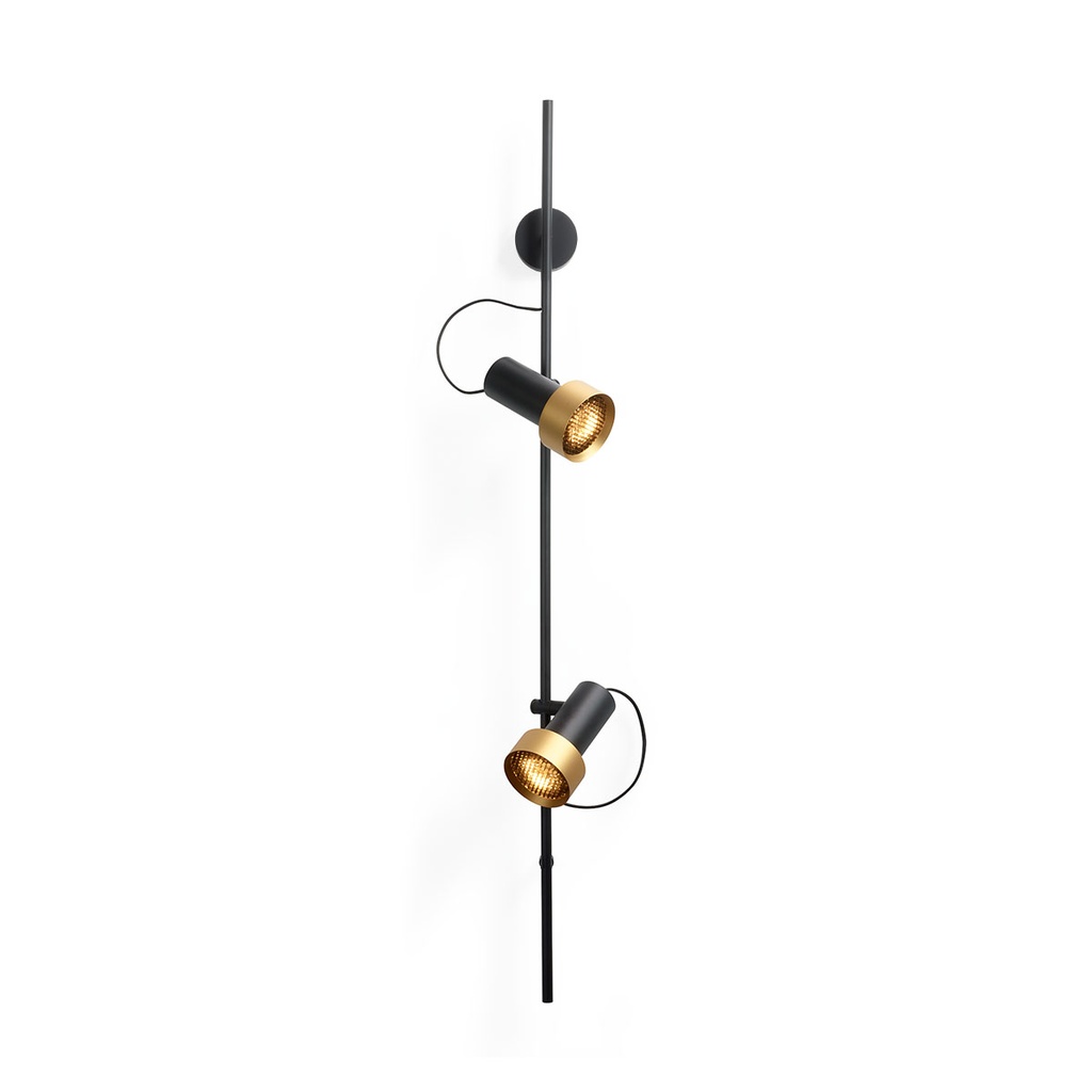 2Thirty-WV2 with honeycomb BLACK frame + BLACK rod + BLACK swivel + BRONZE ring / 24° + 40° / dimmable (TRIAC)2x 1000LM 2700K CRI90 IP50