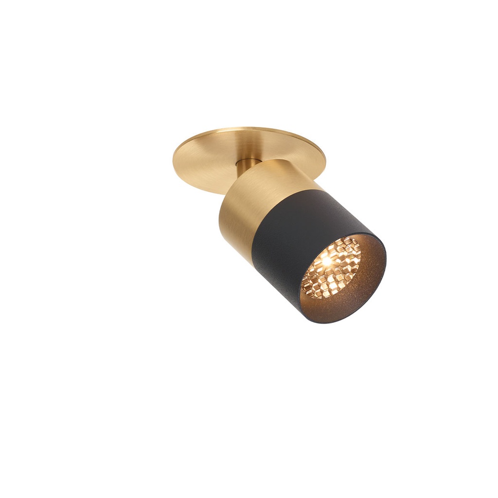 Audette-Duo in with honeycomb BRASS frame + BRASS swivel + WHITE ring / 3000K / 23° / Driver excl. / Concrete ceiling633LM 2700K CRI95 IP50