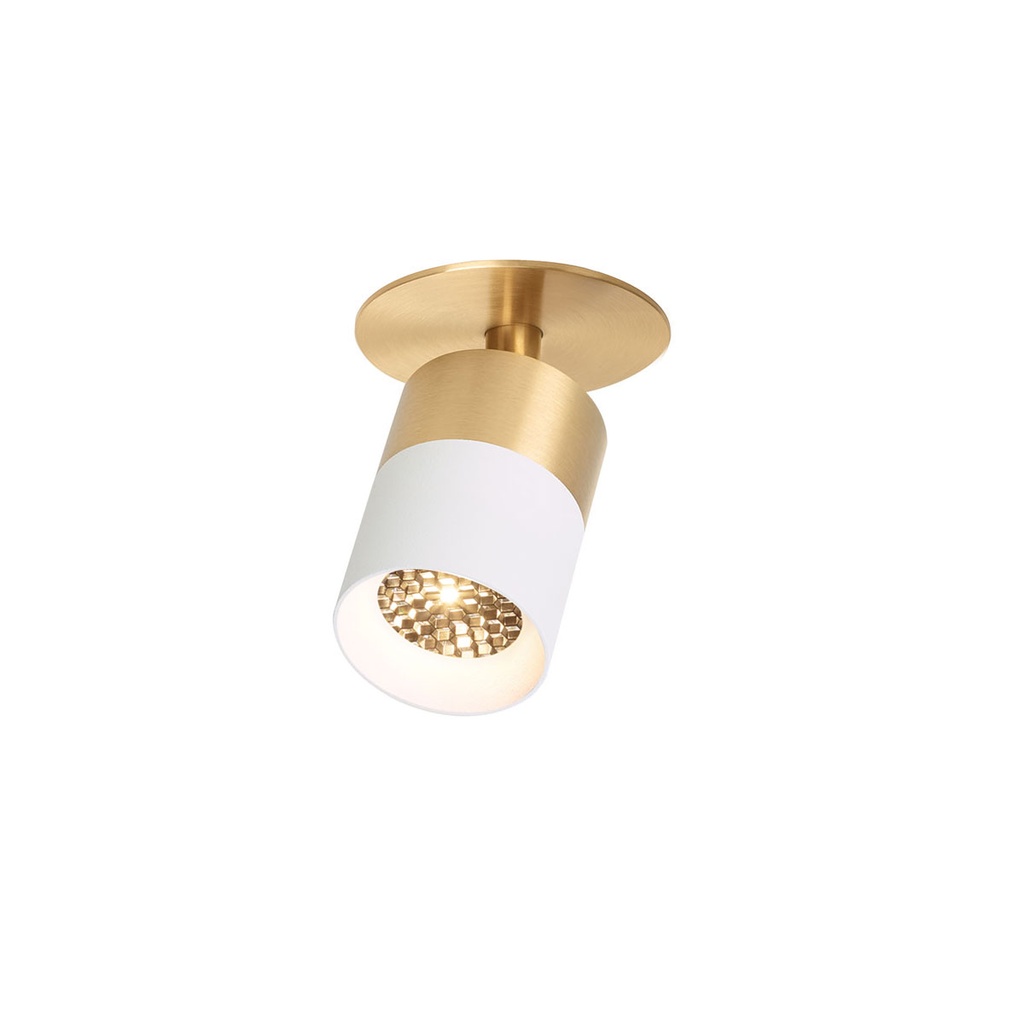 Audette-Duo in with honeycomb BLACK frame + BLACK swivel + BLACK body + BRASS ring / 2700K / 40° / Driver excl. / False ceiling673LM 3000K CRI95 IP50
