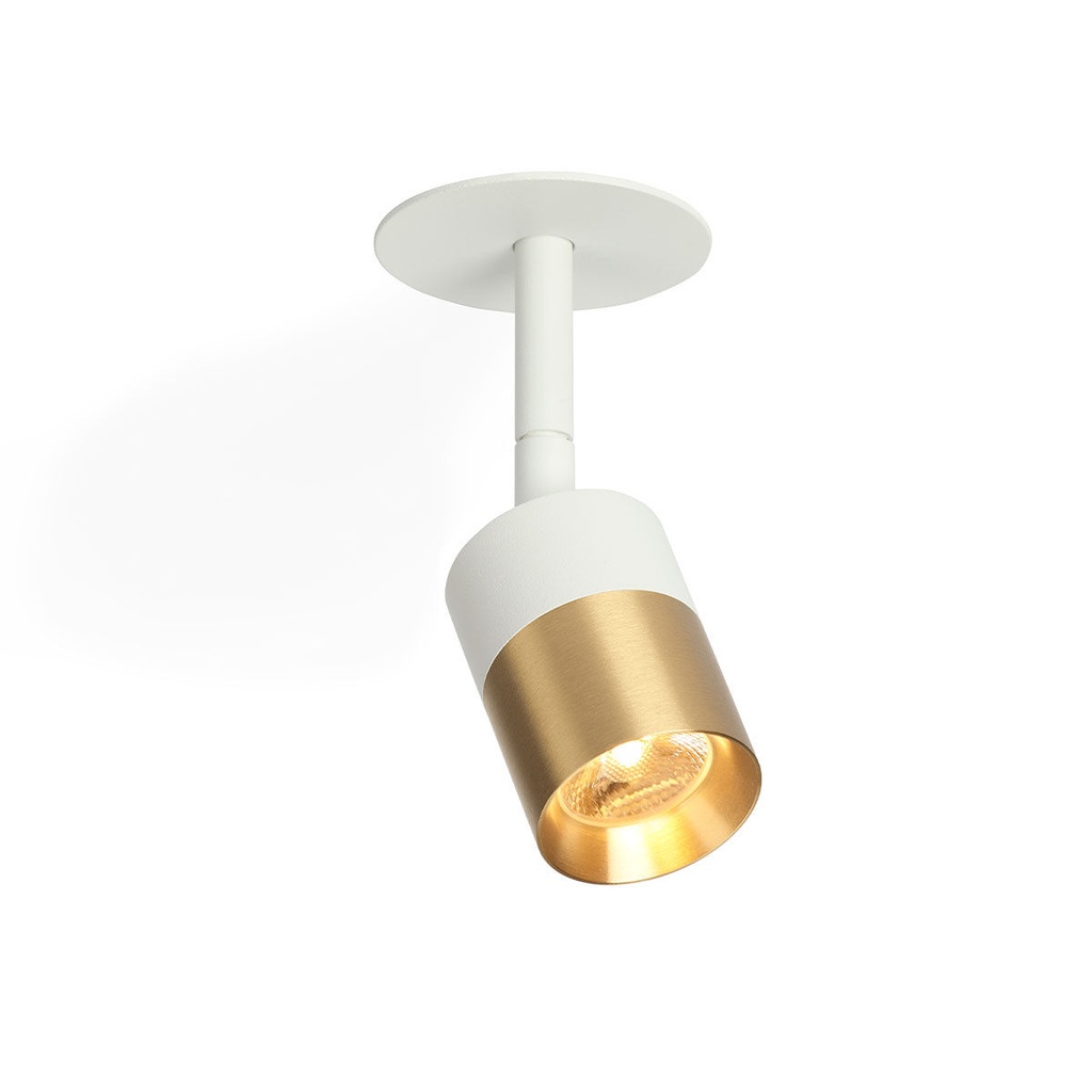 Audette-Duo R6 BRASS cover + BRASS rod + BRASS swivel + BRASS frame + BLACK ring / 2700K / 40° / Driver excl. / False ceiling633LM 2700K CRI95 IP50