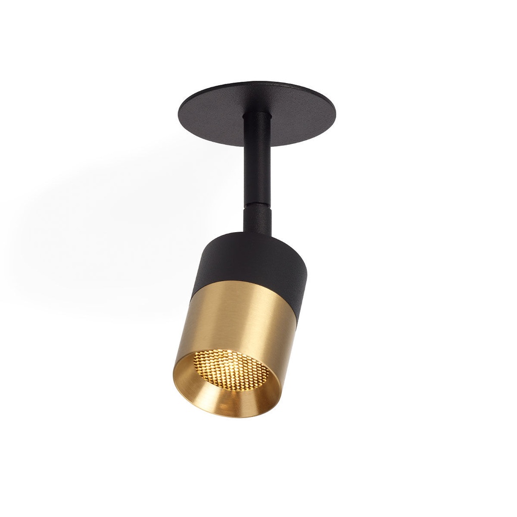Audette-Duo R6 with honeycomb WHITE cover + WHITE rod + WHITE swivel + WHITE frame + BRASS ring / 3000K / 23° / Driver excl. / False ceiling633LM 2700K CRI95 IP50