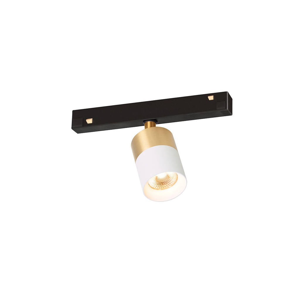Audette-Duo Track 48V WHITE swivel + WHITE frame + BRASS ring + BLACK adapter / 2700K / 40° / adapter incl. / Driver excl.673LM 3000K CRI95 IP50