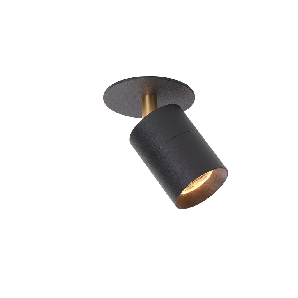 Audette-Varié 4 up with honeycomb BLACK base + BRASS swivel + BLACK frame + BLACK ring / 3000K / 23° / Driver incl. / dimmable (DALI)  633LM 2700K CRI95 IP50