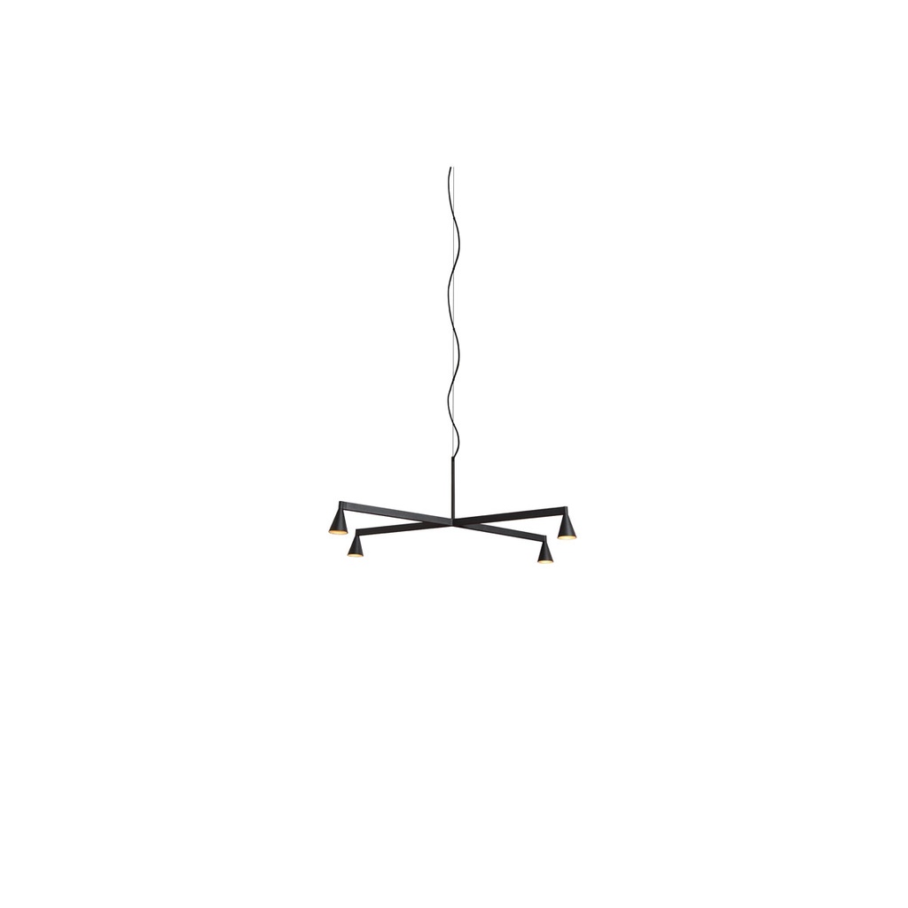 Austere-Chandelier 1X RL79 BRASS / L.750 / BLACK powercord & steelcable (Driver, Base, Canopy & Cover EXCL.)4x 634LM 2700K CRI93 IP50