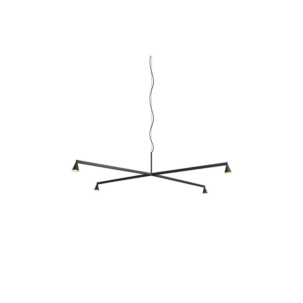 Austere-Chandelier 1X RS16 BRASS / L.250 / BLACK powercord & steelcable (Driver, Base, Canopy & Cover EXCL.)4x 634LM 2700K CRI93 IP50