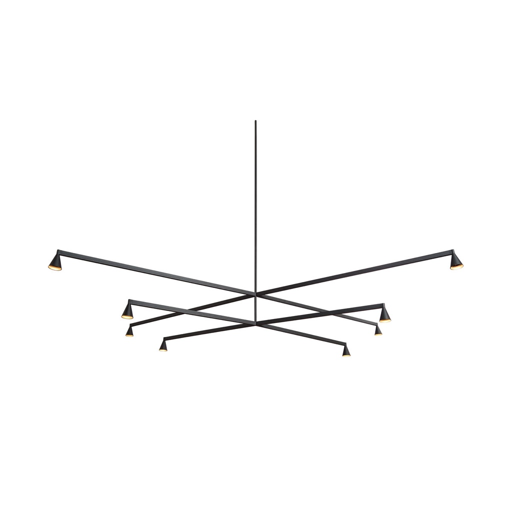 Austere-Chandelier 1Y RS16 NICKEL frame / L.750 / WHITE powercord & SILVER steelcable (Driver, Base, Canopy & Cover EXCL.)8x 634LM 2700K CRI93 IP50