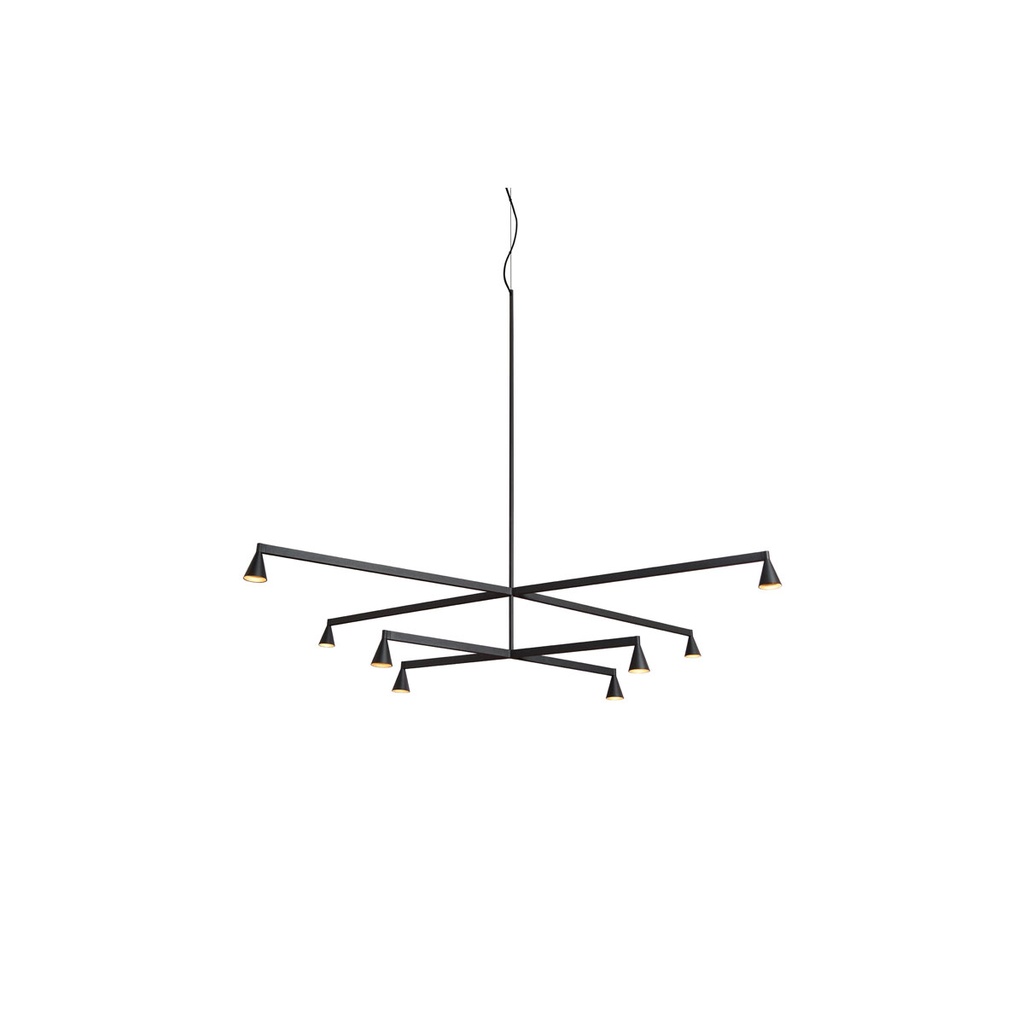Austere-Chandelier 2X RF75 BLACK / L.500 + L.750 (Driver, Base, Canopy & Cover EXCL.)8x 634LM 2700K CRI93 IP50