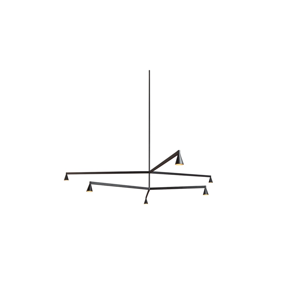 Austere-Chandelier 2Y RF75 NICKEL / L.250 + L.500 (Driver, Base, Canopy & Cover EXCL.)6x 634LM 2700K CRI93 IP50