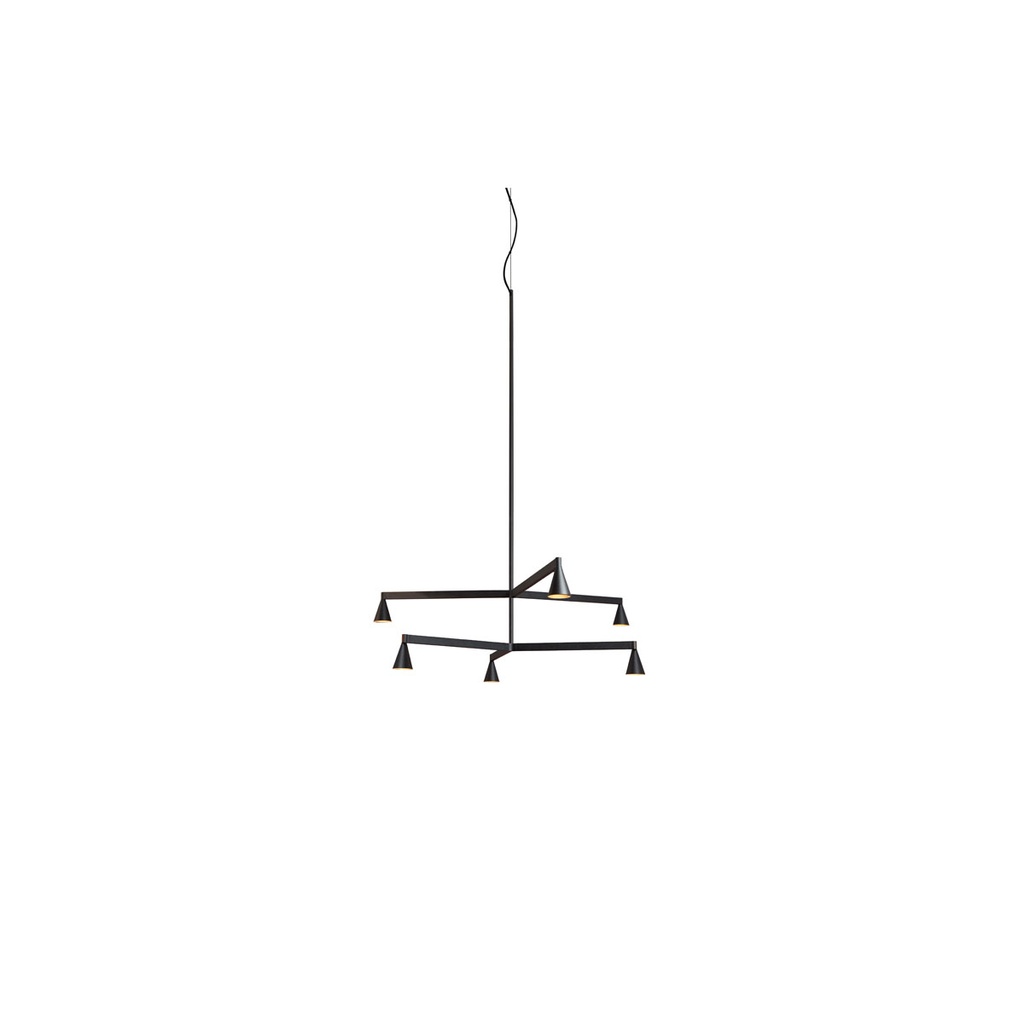 Austere-Chandelier 2Y RF75 BLACK / L.750 + L.750 (Driver, Base, Canopy & Cover EXCL.)6x 634LM 2700K CRI93 IP50