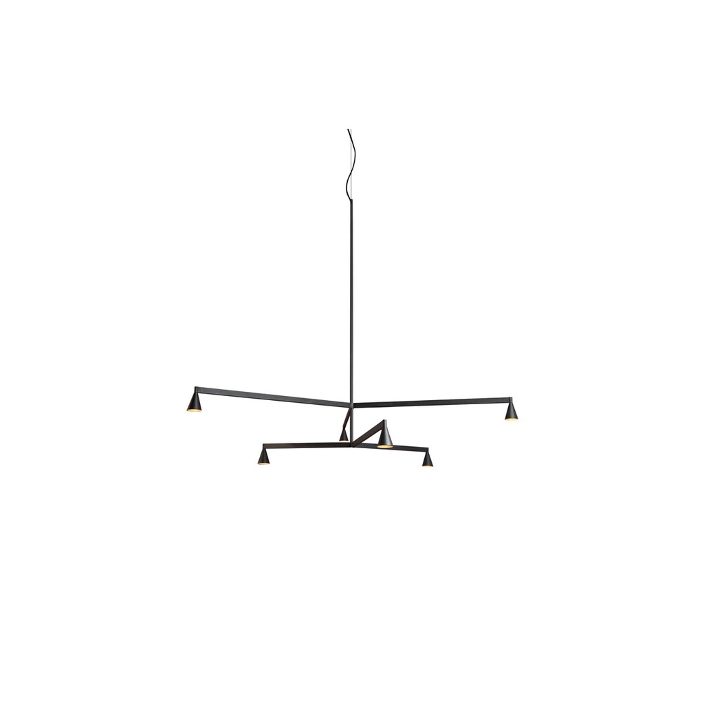 Austere-Chandelier 2Y RL79 BRASS / L.250 + L.250 / BLACK powercord & steelcable (Driver, Base, Canopy & Cover EXCL.)6x 634LM 2700K CRI93 IP50
