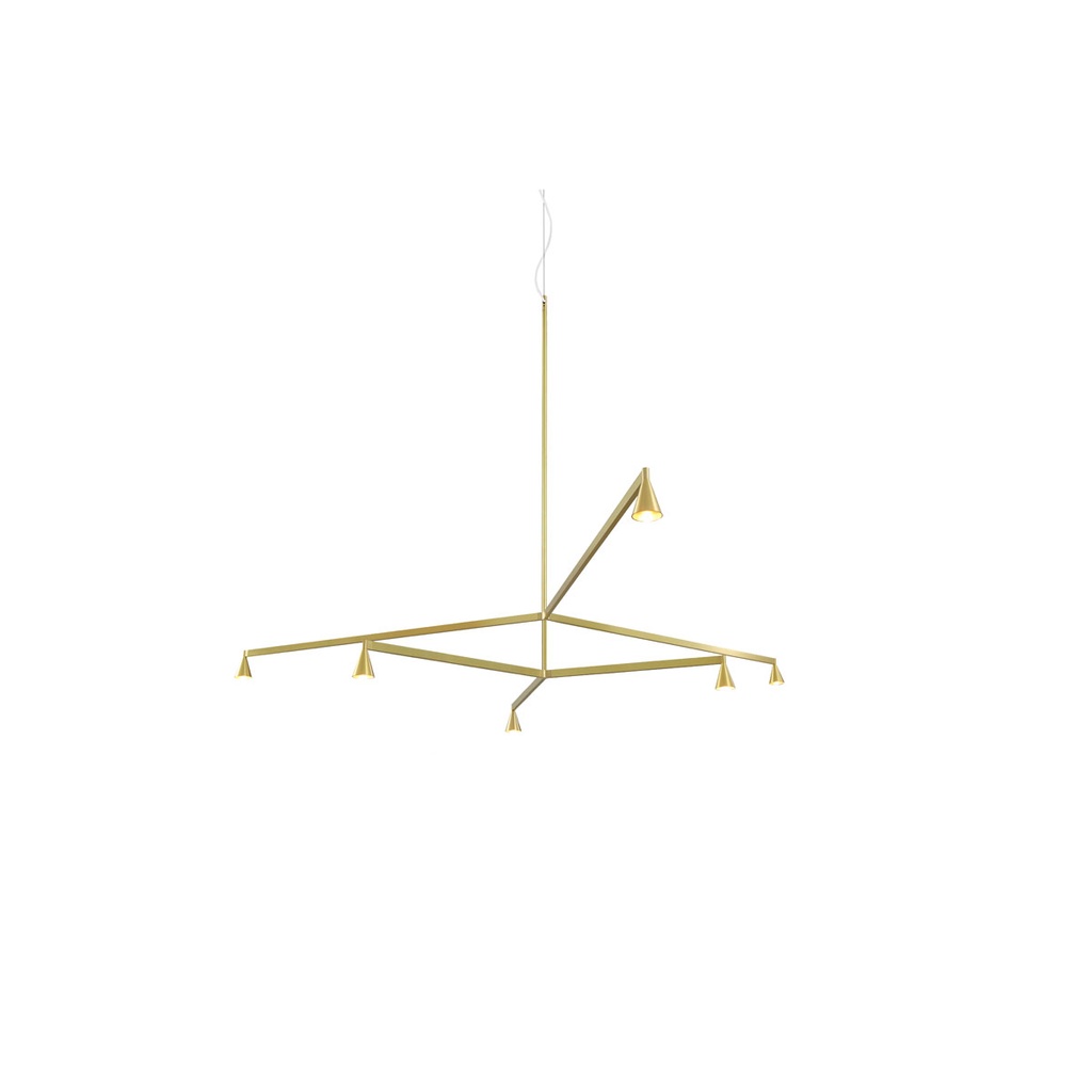 Austere-Chandelier 2Y RL79 BLACK / L.500 + L.500 / BLACK powercord & steelcable (Driver, Base, Canopy & Cover EXCL.)6x 634LM 2700K CRI93 IP50