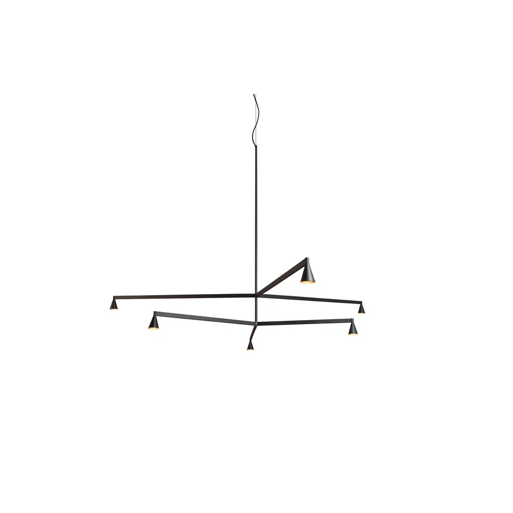 Austere-Chandelier 2Y RL79 BRASS / L.500 + L.500 / BLACK powercord & steelcable (Driver, Base, Canopy & Cover EXCL.)6x 634LM 2700K CRI93 IP50