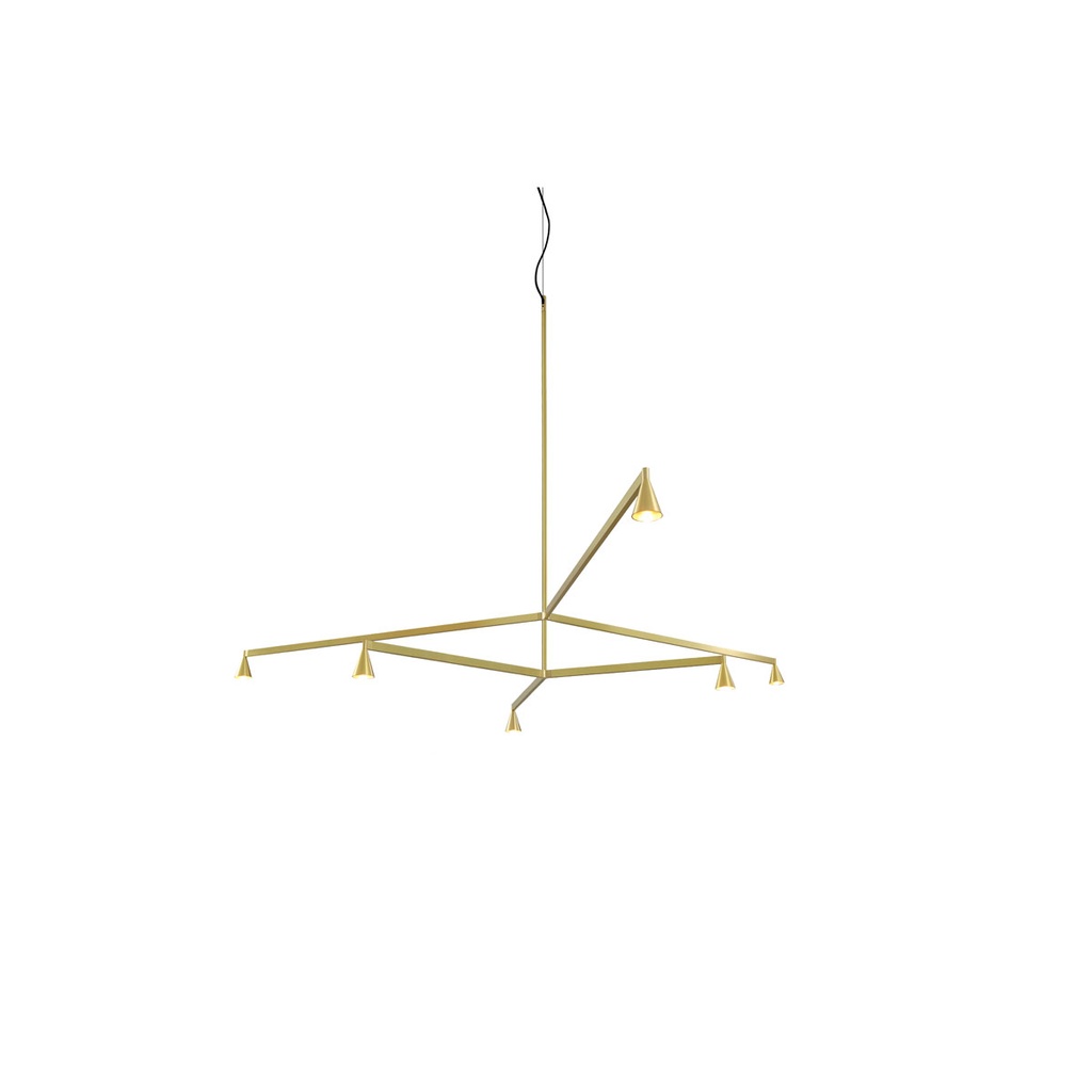 Austere-Chandelier 2Y RL79 GUNMETAL / L.500 + L.500 / BLACK powercord & steelcable (Driver, Base, Canopy & Cover EXCL.)6x 634LM 2700K CRI93 IP50