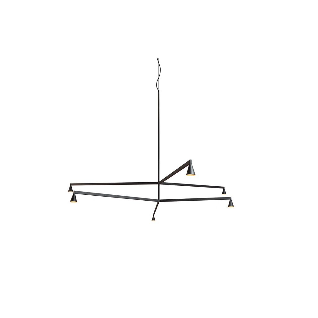 Austere-Chandelier 2Y RL79 BRASS / L.500 + L.750 / BLACK powercord & steelcable (Driver, Base, Canopy & Cover EXCL.)6x 634LM 2700K CRI93 IP50