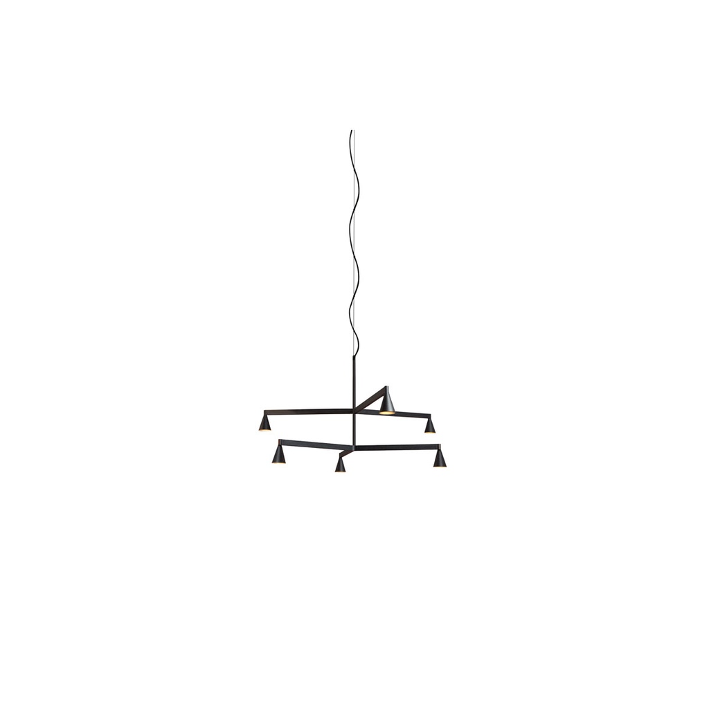 Austere-Chandelier 2Y RL79 BRASS / L.750 + L.750 / BLACK powercord & steelcable (Driver, Base, Canopy & Cover EXCL.)6x 634LM 2700K CRI93 IP50