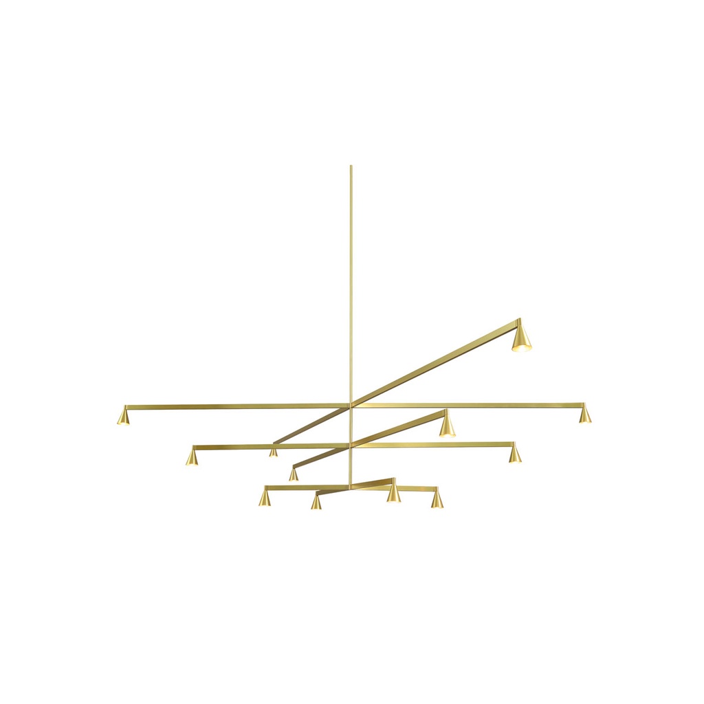 Austere-Chandelier 2Y RS16 BRASS / L.750 + L.750 / BLACK powercord & steelcable (Driver, Base, Canopy & Cover EXCL.)12x 634LM 2700K CRI93 IP50