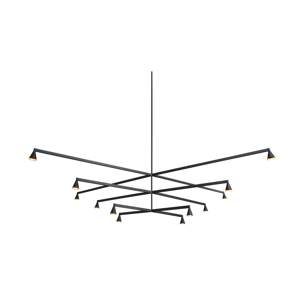 Austere-Chandelier 2Y RS16 NICKEL / L.750 + L.750 / WHITE powercord & SILVER steelcable (Driver, Base, Canopy & Cover EXCL.)12x 634LM 2700K CRI93 IP50