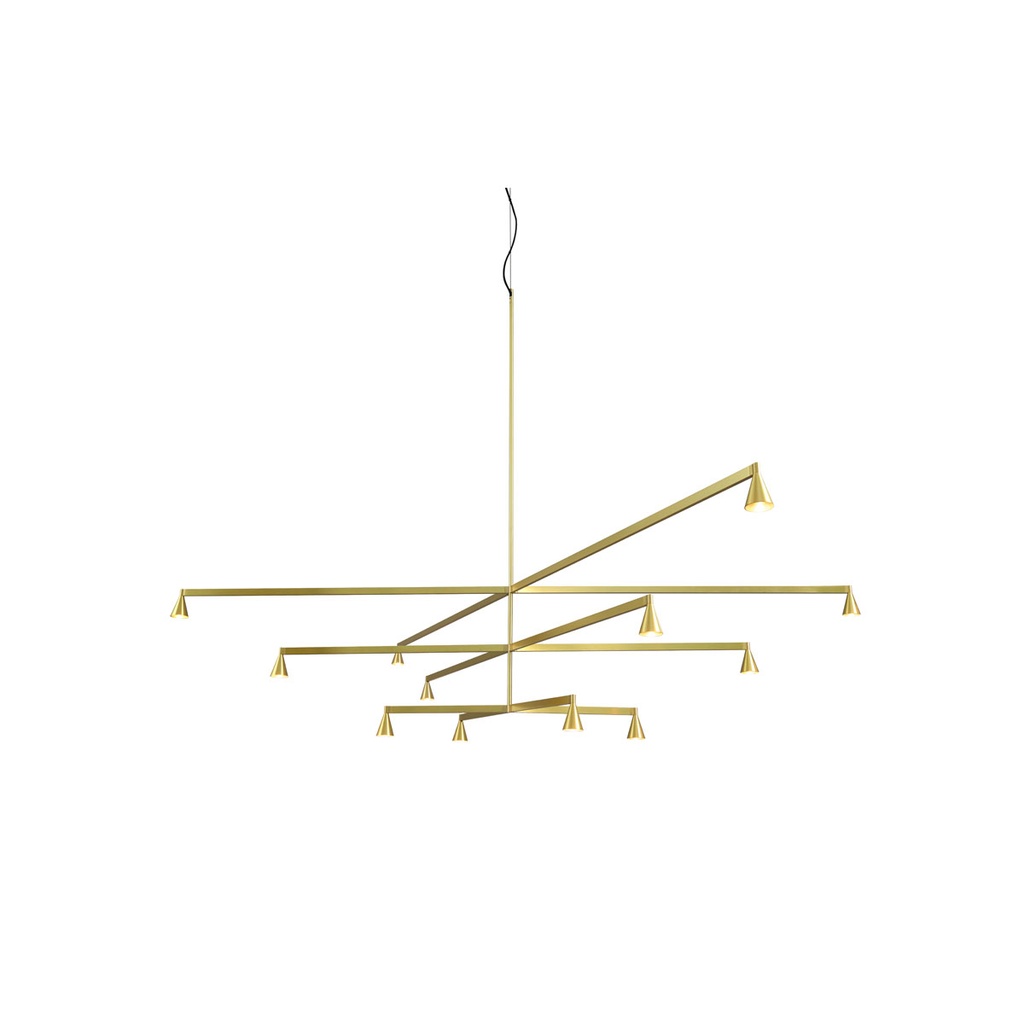 Austere-Chandelier 3X RF75 BRASS / L.250 + L.500 + L.750 (Driver, Base, Canopy & Cover EXCL.)12x 634LM 2700K CRI93 IP50