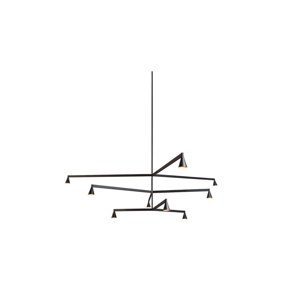 Austere-Chandelier 3Y RF75 NICKEL / L.250 + L.250 + L.500 (Driver, Base, Canopy & Cover EXCL.)9x 634LM 2700K CRI93 IP50