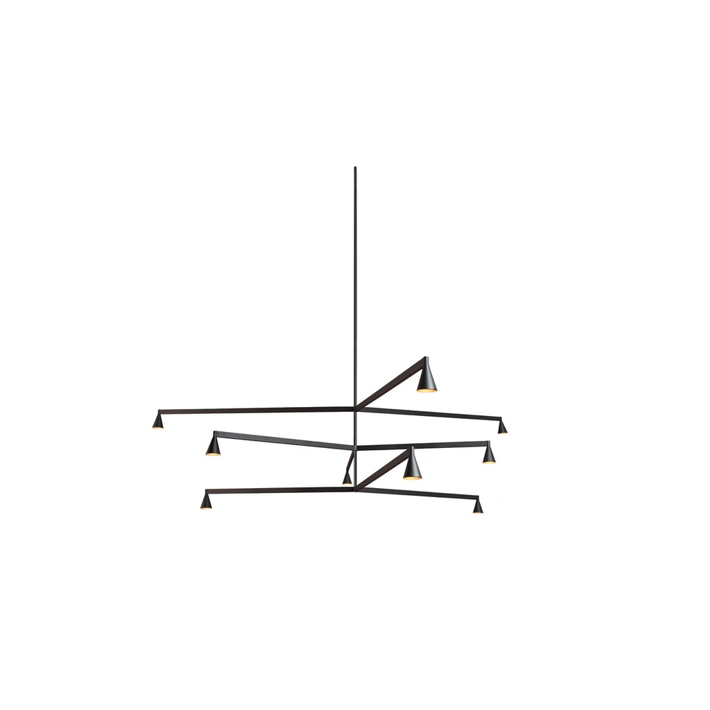 Austere-Chandelier 3Y RF75 NICKEL / L.250 + L.500 + L.500 (Driver, Base, Canopy & Cover EXCL.)9x 634LM 2700K CRI93 IP50