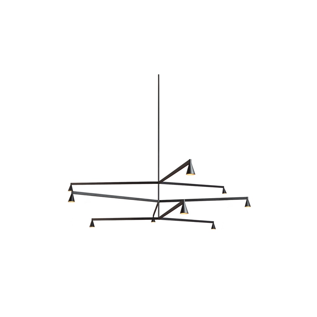 Austere-Chandelier 3Y RF75 NICKEL / L.250 + L.500 + L.750 (Driver, Base, Canopy & Cover EXCL.)9x 634LM 2700K CRI93 IP50