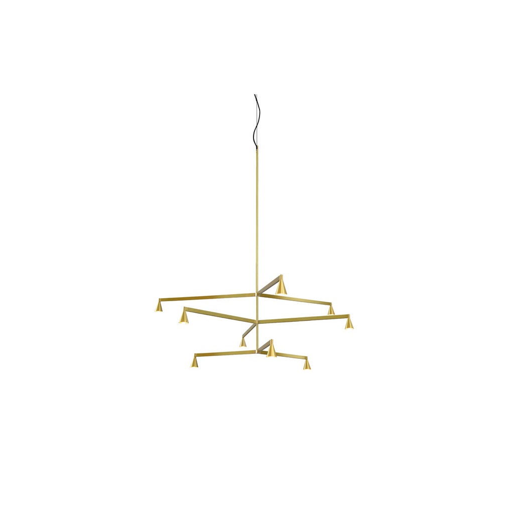 Austere-Chandelier 3Y RL79 GUNMETAL / L.250 + L.250 + L.500 / BLACK powercord & steelcable (Driver, Base, Canopy & Cover EXCL.) 9x 634LM 2700K CRI93 IP50