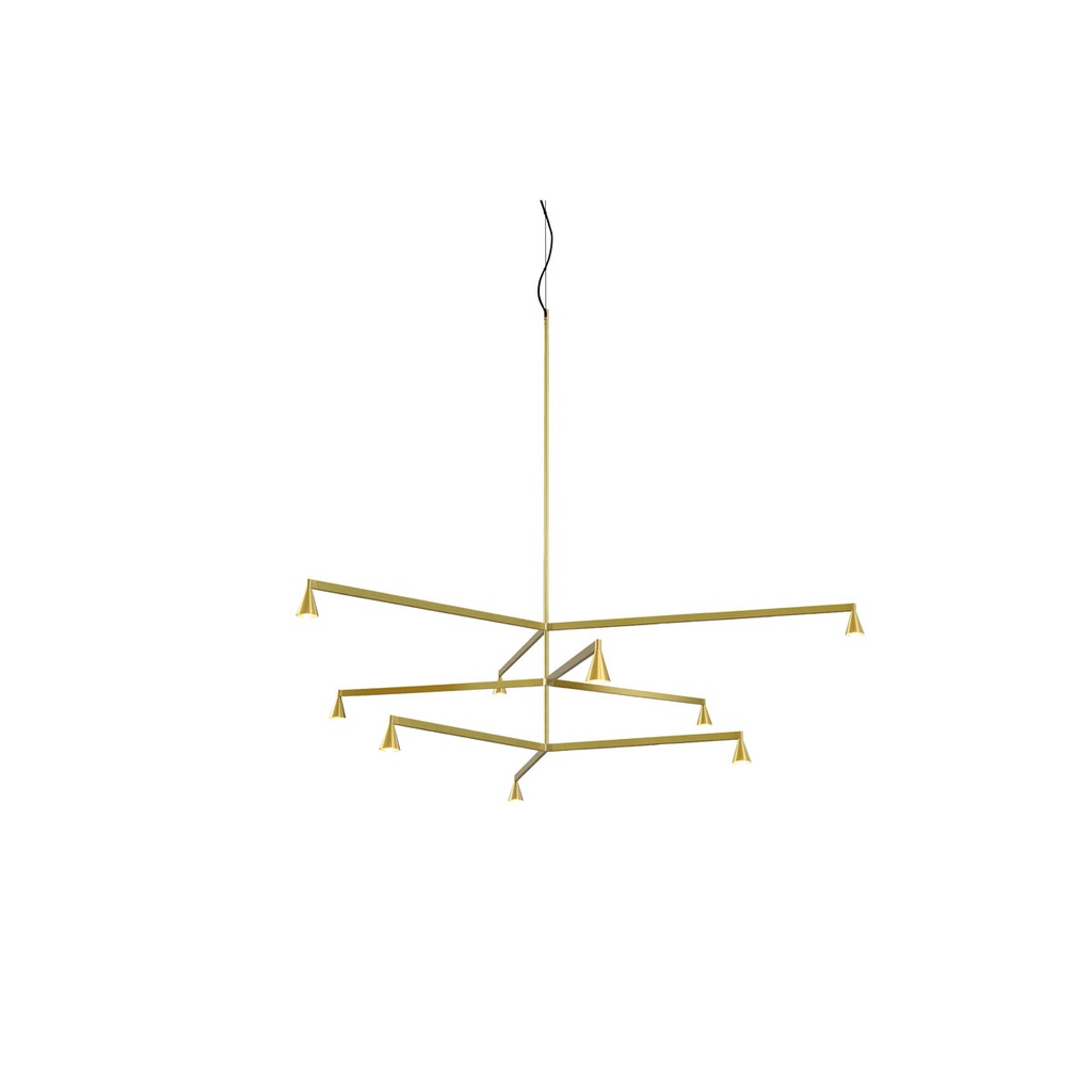 Austere-Chandelier 3Y RL79 GUNMETAL / L.250 + L.500 + L.750 / BLACK powercord & steelcable (Driver, Base, Canopy & Cover EXCL.) 9x 634LM 2700K CRI93 IP50