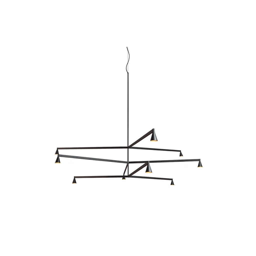 Austere-Chandelier 3Y RL79 BRASS / L.500 + L.500 + L.750 / BLACK powercord & steelcable (Driver, Base, Canopy & Cover EXCL.)9x 634LM 2700K CRI93 IP50