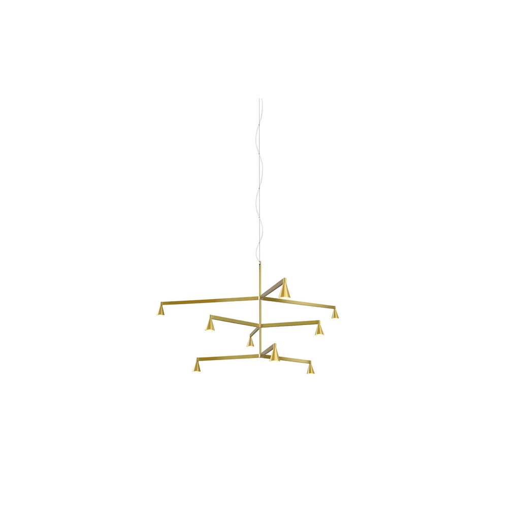 Austere-Chandelier 3Y RL79 BLACK / L.500 + L.750 + L.750 / BLACK powercord & steelcable (Driver, Base, Canopy & Cover EXCL.)9x 634LM 2700K CRI93 IP50
