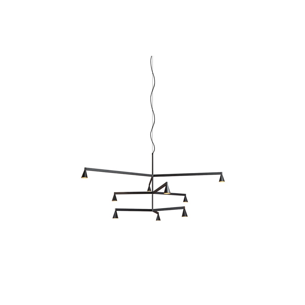 Austere-Chandelier 3Y RL79 BRASS / L.500 + L.750 + L.750 / BLACK powercord & steelcable (Driver, Base, Canopy & Cover EXCL.)9x 634LM 2700K CRI93 IP50