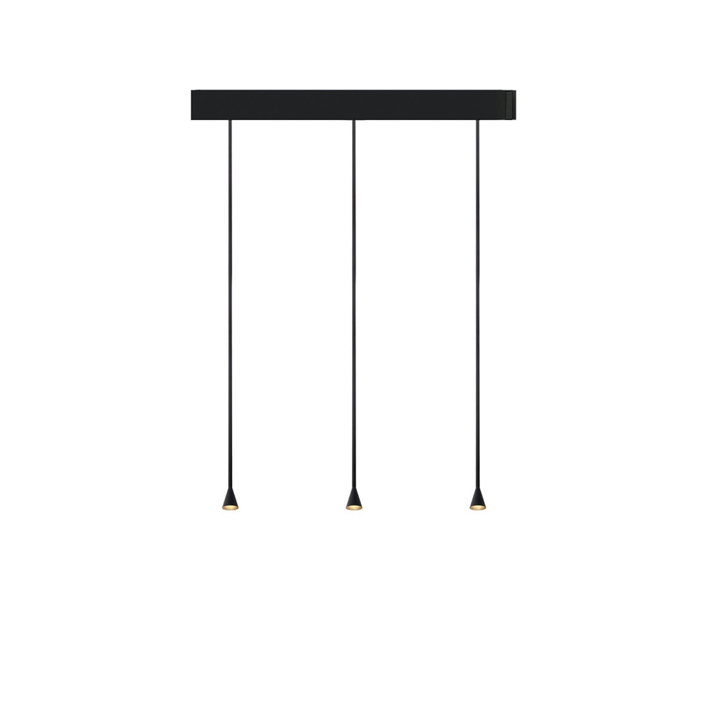 Austere-Chandelier 3Y RS16 GUNMETAL / L.500 + L.750 + L.750 / BLACK powercord & steelcable (Driver, Base, Canopy & Cover EXCL.) 3x 634LM 2700K CRI93 IP50