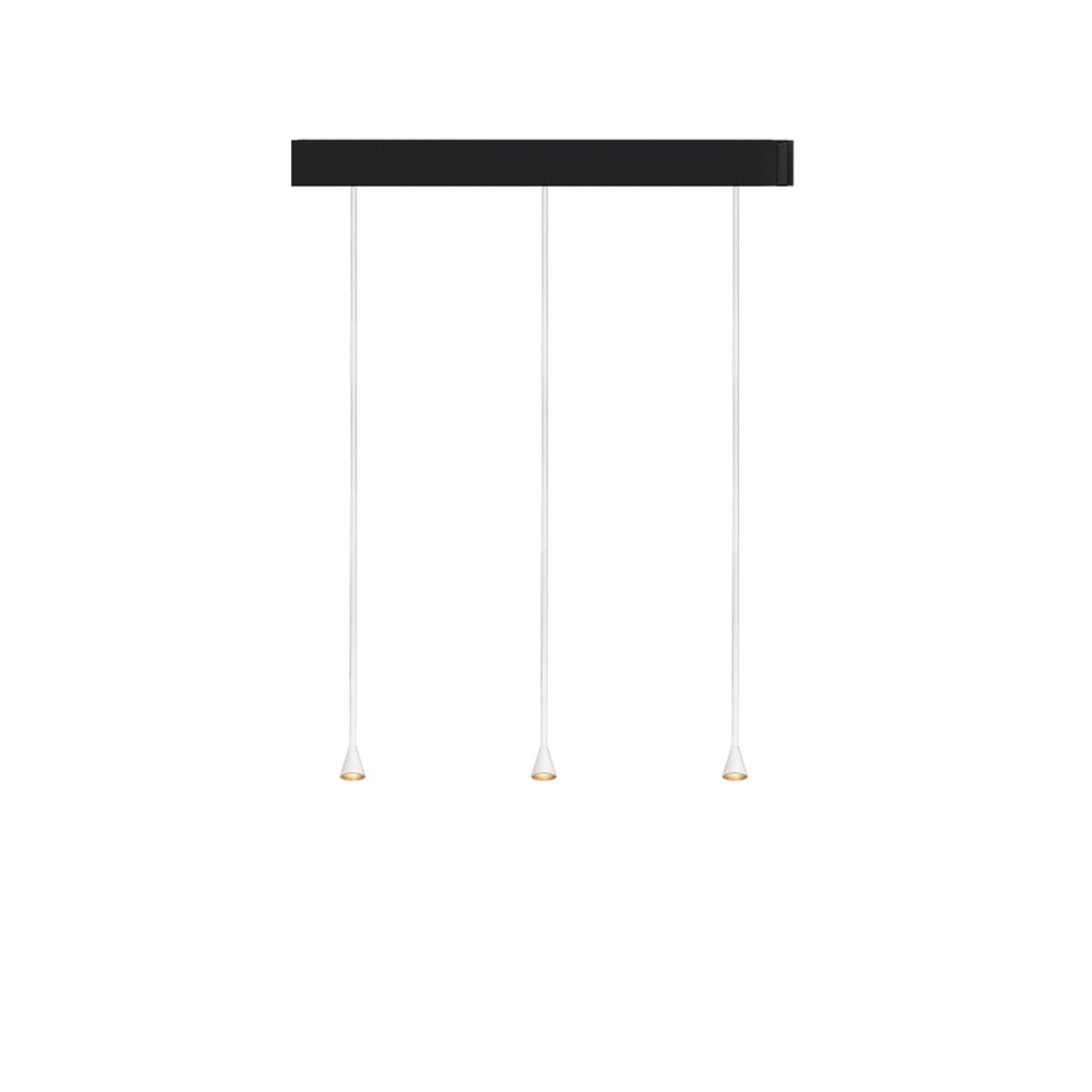 Austere-Chandelier 3Y RS16 NICKEL / L.500 + L.750 + L.750 / BLACK powercord & steelcable (Driver, Base, Canopy & Cover EXCL.) 3x 634LM 2700K CRI93 IP50