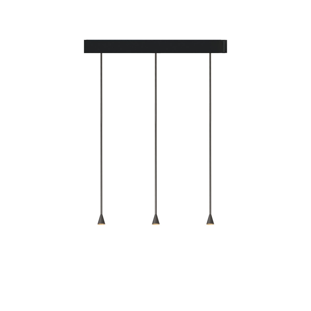 Austere-D1 3 RF100 BRASS frame + BLACK base 120CM / Driver incl. / dimmable (PUSH-DIM or 1-10V)3x 634LM 2700K CRI93 IP50
