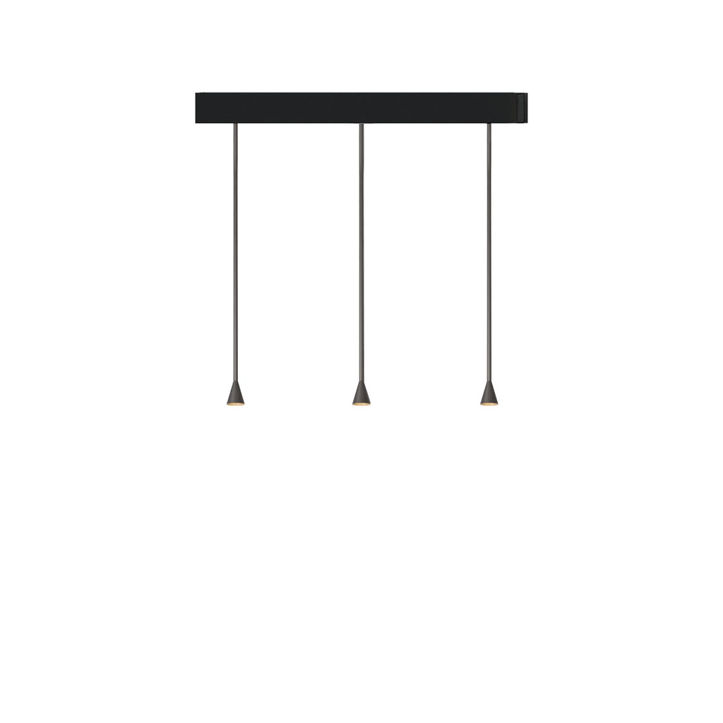 Austere-D1 3 RF75 BRASS frame + BLACK base 120CM / Driver incl. / dimmable (PUSH-DIM or 1-10V)3x 634LM 2700K CRI93 IP50
