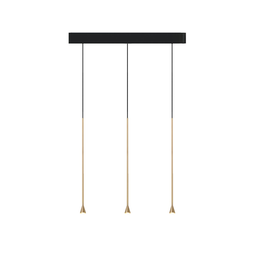 Austere-D1 3 RL79 BRASS frame + WHITE base 120CM + BLACK cable 1000mm / Driver incl. / dimmable (TRIAC/IGBT)3x 634LM 2700K CRI93 IP50