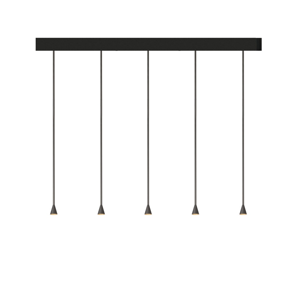 Austere-D2 5 RF100 BRASS frame + BLACK base 200CM / Driver incl. / dimmable (PUSH-DIM or 1-10V)5x 634LM 2700K CRI93 IP50