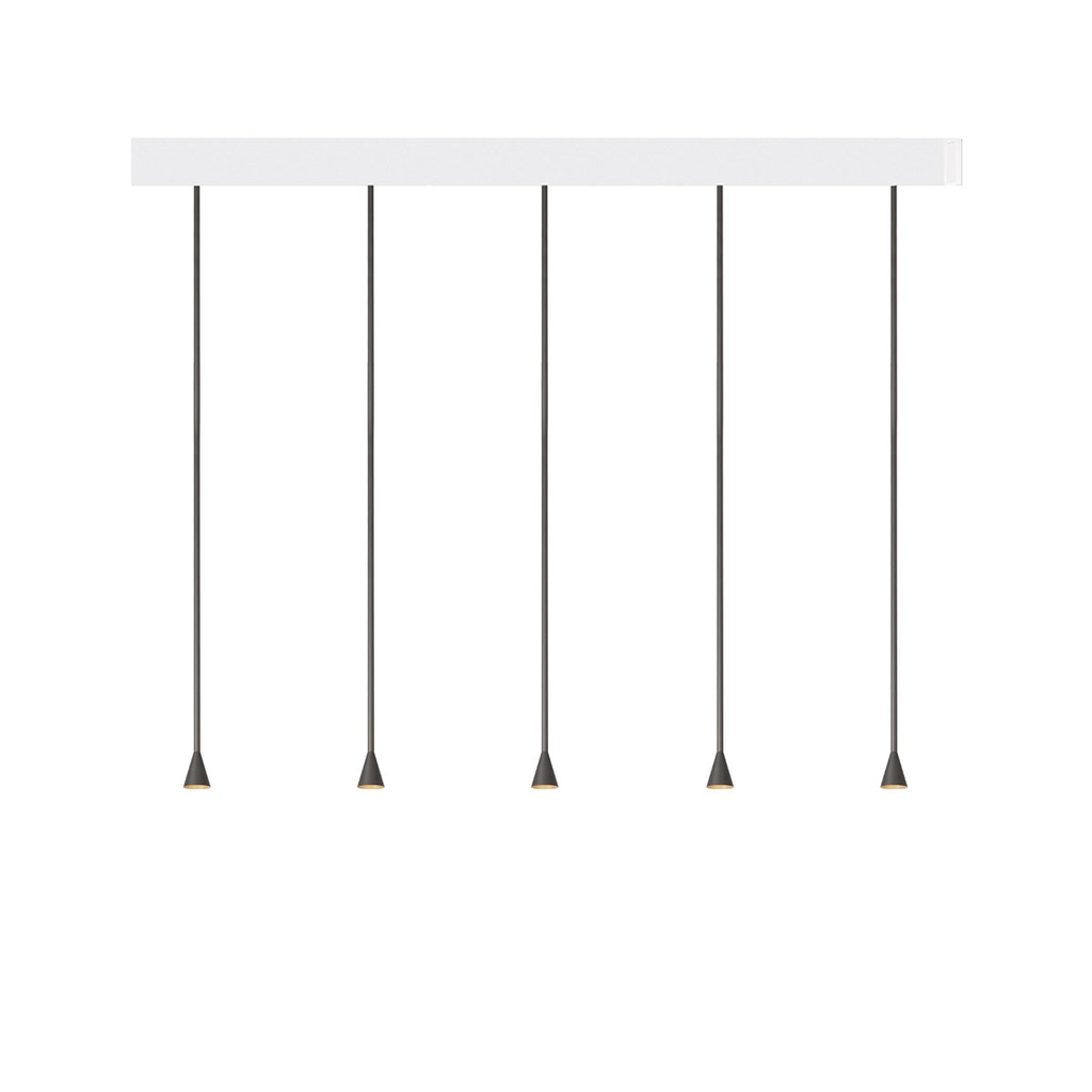 Austere-D2 5 RF100 BRASS frame + WHITE base 200CM / Driver incl. / dimmable (PUSH-DIM or DALI)5x 634LM 2700K CRI93 IP50