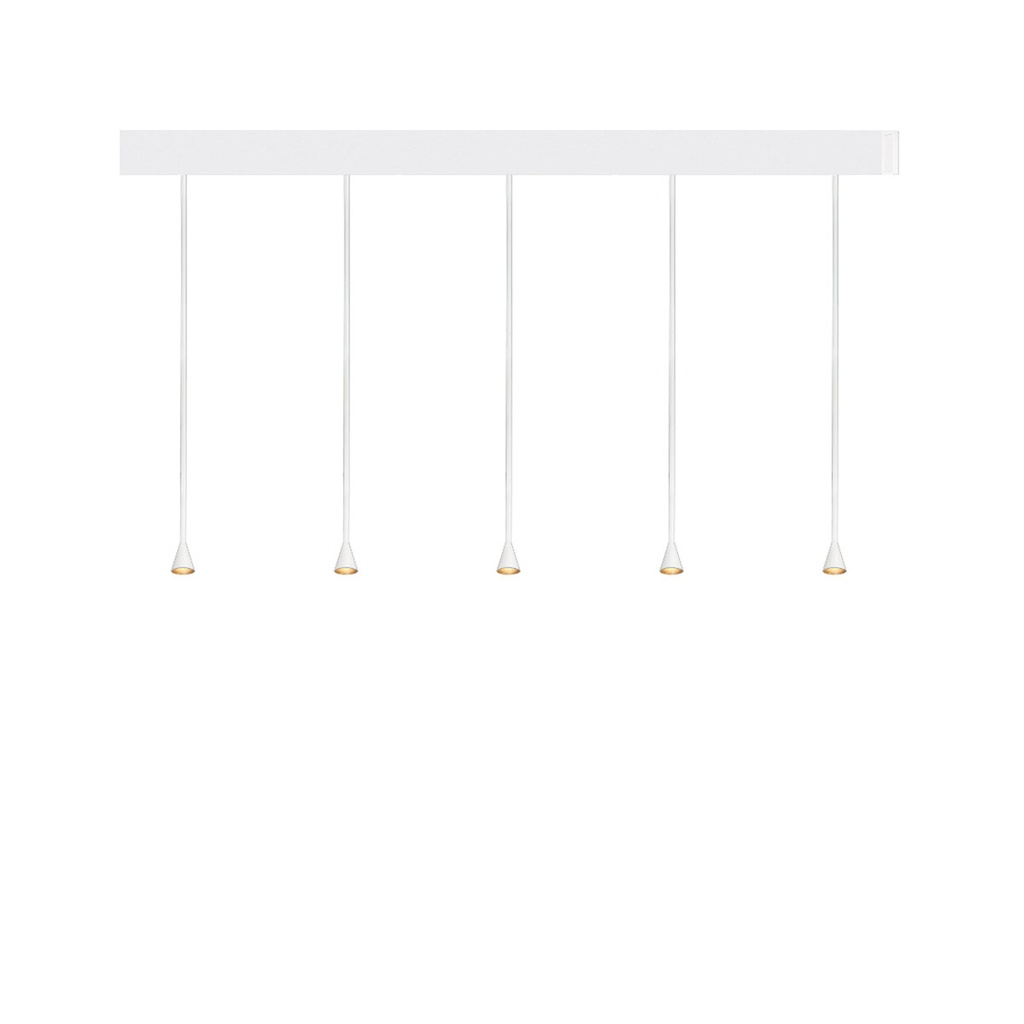 Austere-D2 5 RF100 NICKEL frame + WHITE base 200CM / Driver incl. / dimmable (PUSH-DIM or DALI)5x 634LM 2700K CRI93 IP50